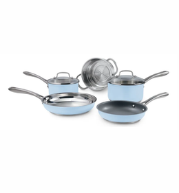 Batería 7 Pzs Azul Pastel Mate Acero Inoxidable Cuisinart