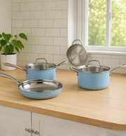 Batería 7 Pzs Azul Pastel Mate Acero Inoxidable Cuisinart