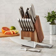 Bloques de Cuchillos de Acero Inoxidable Serie Elite de 15 pzs con Bloque de Acacia