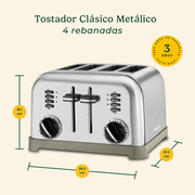 Tostador de Acero Clásico 4 Panes CPT-180P1 Cuisinart