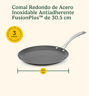 Plancha Redonda de Acero Inoxidable FusionPlus™ de 30.5 cm