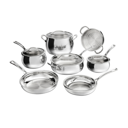 Juego de Batería de Cocina PureClad™ de Acero Inoxidable de 12 Piezas – Triple Capa