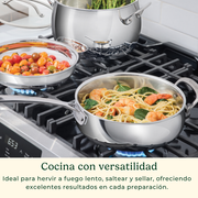 Juego de Batería de Cocina PureClad™ de Acero Inoxidable de 12 Piezas – Triple Capa